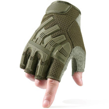 (M, Green) Fingerless Glove Half Finger Gloves Tactical Military Army Mittens SWAT