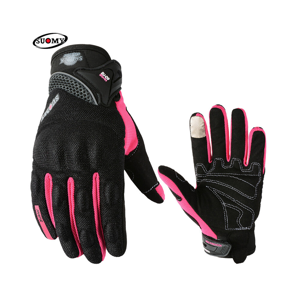 (L, Su09 ) Breathable Full Finger Racing Motorcycle Gloves Quality Stylishly Decorated Pink 9077354859951
