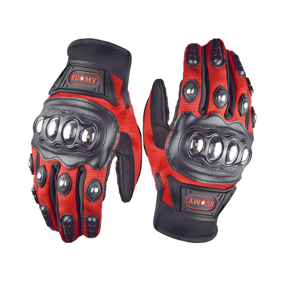 (L, Su35 ) Breathable Full Finger Racing Motorcycle Gloves Quality Stylishly Decorated Red 9077354859845
