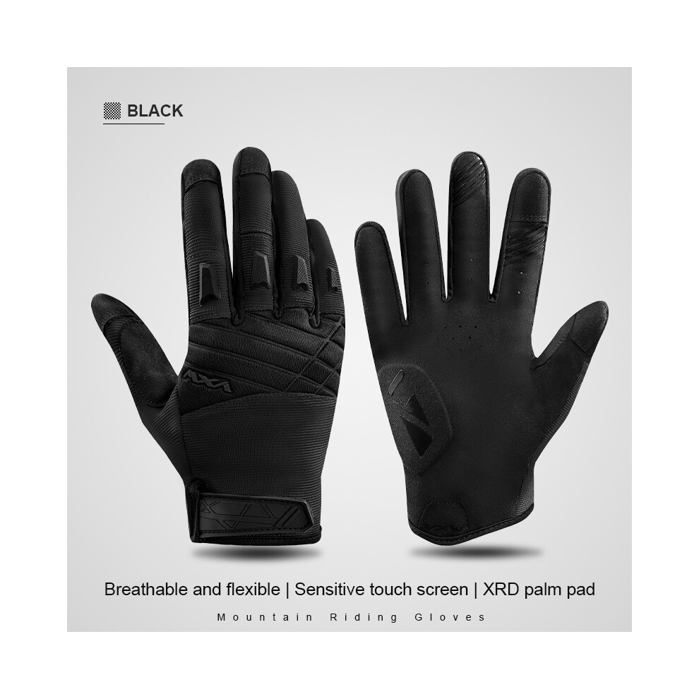 (M, ) Motocross Gloves Full Finger Breathable Knuckle Protection Gloves Touch Black 9077354796430