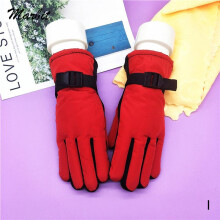 (Women-red) 1 Pair Waterproof Children Adult Ski Gloves Ski Winter Must Non-slip Thicken