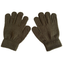 (Armygreen) Children Knitted Gloves Winter Kids Pupil Student Solid Color Furry Full