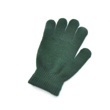 (Blackish green) Children Knitted Gloves Winter Kids Pupil Student Solid Color Furry Full