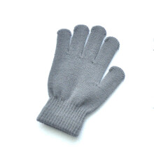 (Gray) Children Knitted Gloves Winter Kids Pupil Student Solid Color Furry Full