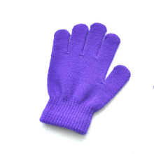 (Purple) Children Knitted Gloves Winter Kids Pupil Student Solid Color Furry Full