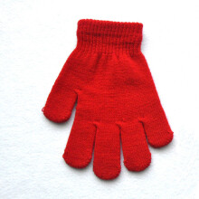 (Red) Children Knitted Gloves Winter Kids Pupil Student Solid Color Furry Full