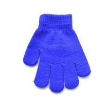 (Royal blue) Children Knitted Gloves Winter Kids Pupil Student Solid Color Furry Full