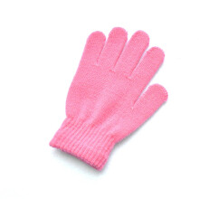 (Watermelon red) Children Knitted Gloves Winter Kids Pupil Student Solid Color Furry Full