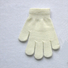 (White) Children Knitted Gloves Winter Kids Pupil Student Solid Color Furry Full