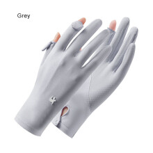 (D135-Grey) Summer New Sunscreen Gloves For Women Solid Color UV Protection Ladies