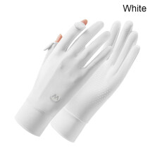 (D221-White) Summer New Sunscreen Gloves For Women Solid Color UV Protection Ladies