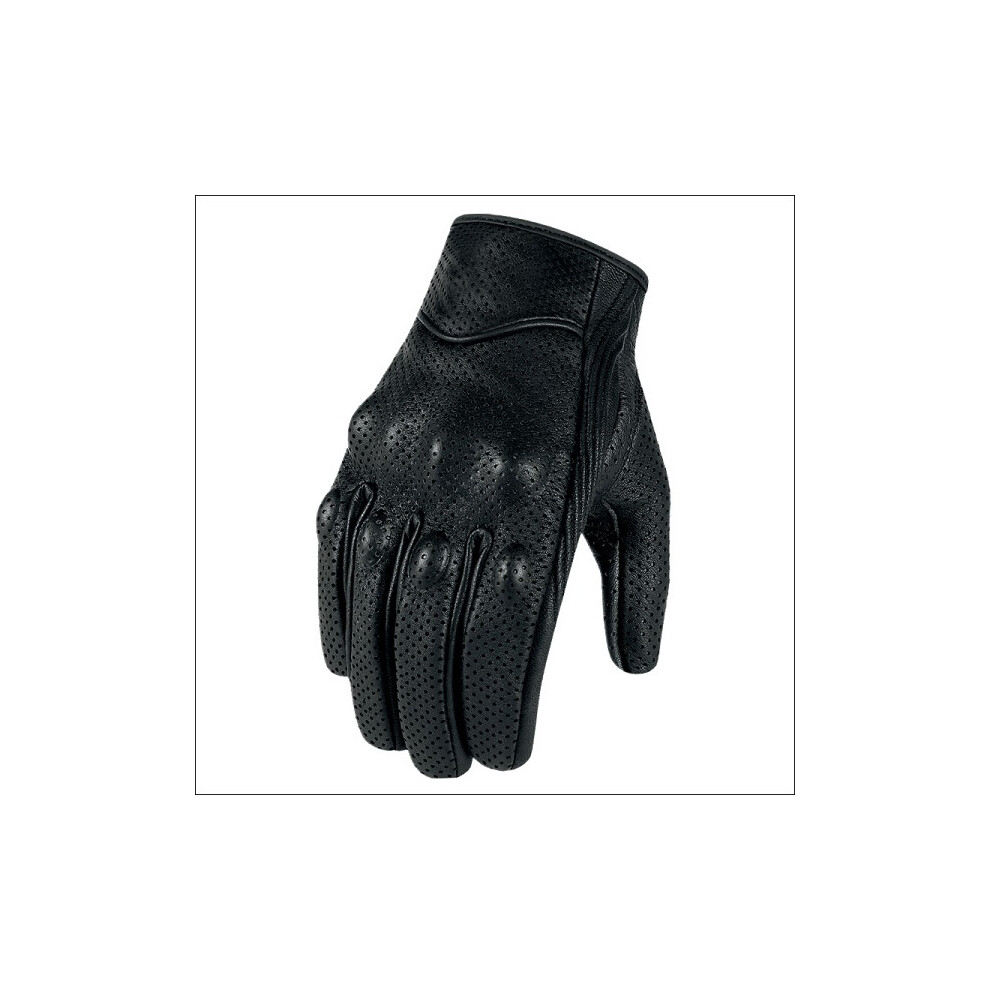 (L, Perforated) Motorcycle Gloves Leather Touch Men Genuine Goatskin Sports Cycling Glove 9077354803640
