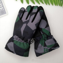 (Green camo) Children Kids Winter Snow Warm Gloves Boy Girls Ski Snowboard Windproof
