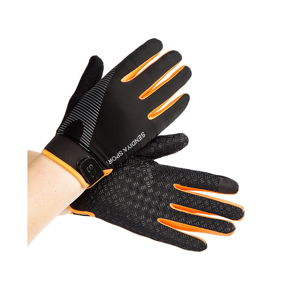 (Xl, Black Orange) Summer Cycling Gloves Full Finger Touch Screen Motorcycle Bicycle Mtb Orange,Black 9077354803930