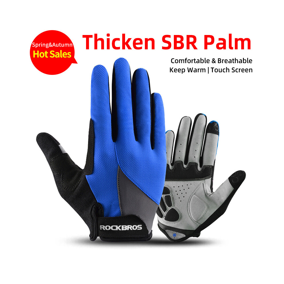 (M, S030-2Bl) Cycling Gloves Sponge Pad Long Finger Motorcycle Gloves For Bicycle Mountain 9077354804906