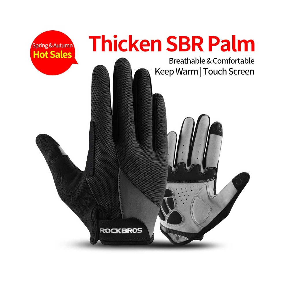 (Xl, S030-2Bk) Cycling Gloves Sponge Pad Long Finger Motorcycle Gloves For Bicycle Mountain 9077354804845