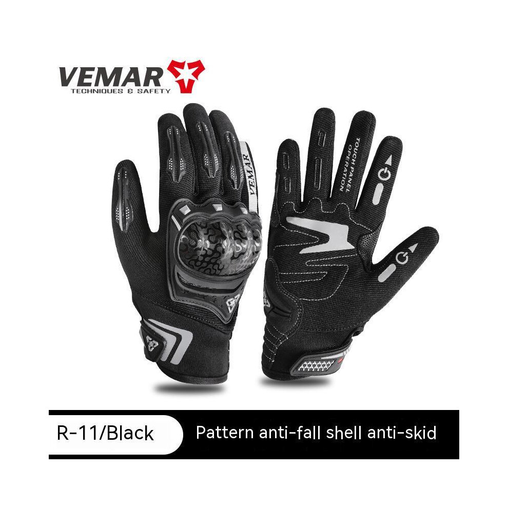 (Xl, ) Motorcycle Glove Summer Breathable Bicycle Full Finger Gloves For Men Black 9077354769915