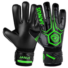 (Size10 85-100kg, black green) Janus finger protection soccer gloves adult series football goalkeeper