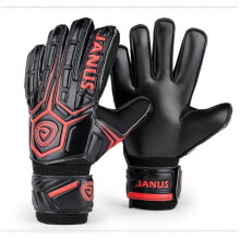 (Size10 85-100kg, black red) Janus finger protection soccer gloves adult series football goalkeeper