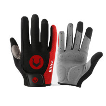 (M, Full-Red) Summer Bicycle Full Finger Cycling Bike Gloves Absorbing Sweat for Men