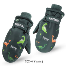 (Green(2-4 Years)) Kids Boys Dinosaur Mittens Cartoon Snow Gloves Winter Children Outdoor