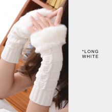 (B1) Autumn Winter Villi Knitted Touchscreen Gloves Women Girls Cute White