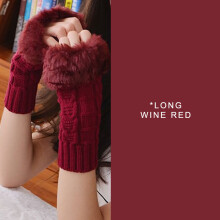 (B4) Autumn Winter Villi Knitted Touchscreen Gloves Women Girls Cute White