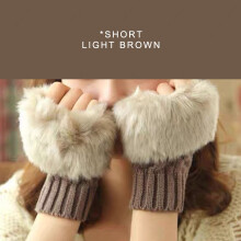 (A8) Autumn Winter Villi Knitted Touchscreen Gloves Women Girls Cute White