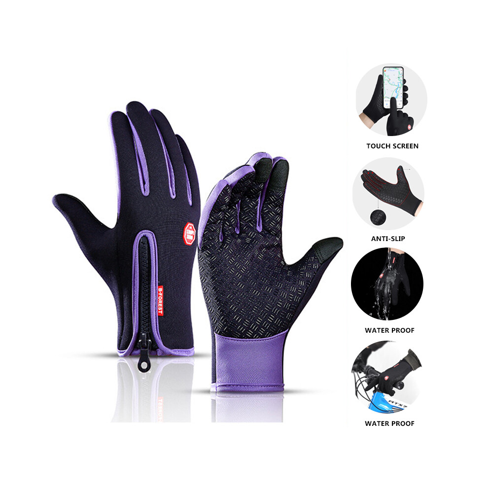 (L, ) Moto Touch Screen Motorbike Racing Riding Gloves Winter Motorcycle Gloves Purple 9077354806351