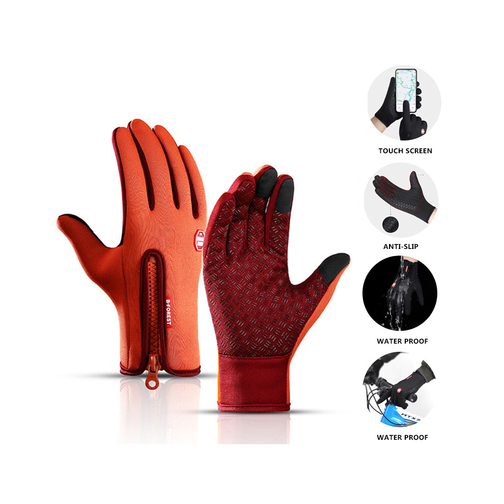 (M, ) Moto Touch Screen Motorbike Racing Riding Gloves Winter Motorcycle Gloves Orange 9077354806313