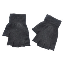 (A Style 1) 1Pair Kids Black Half Finger Fingerless Gloves for Women and Men Wool