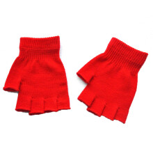 (B Style 2) 1Pair Kids Black Half Finger Fingerless Gloves for Women and Men Wool