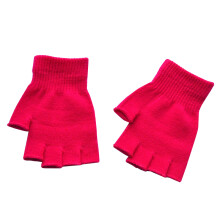 (C Style 3) 1Pair Kids Black Half Finger Fingerless Gloves for Women and Men Wool