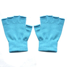 (G Style 7) 1Pair Kids Black Half Finger Fingerless Gloves for Women and Men Wool