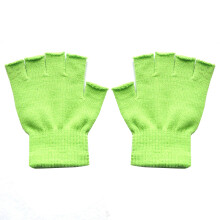 (J Style 9) 1Pair Kids Black Half Finger Fingerless Gloves for Women and Men Wool