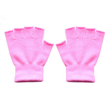 (K Style 10) 1Pair Kids Black Half Finger Fingerless Gloves for Women and Men Wool