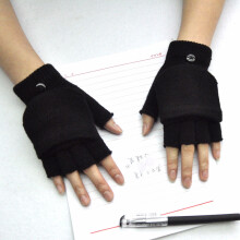 (N Style 13) 1Pair Kids Black Half Finger Fingerless Gloves for Women and Men Wool
