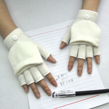 (P Style 14) 1Pair Kids Black Half Finger Fingerless Gloves for Women and Men Wool
