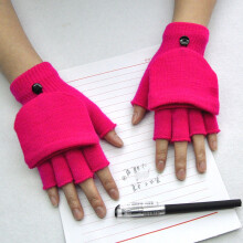 (T Style 18) 1Pair Kids Black Half Finger Fingerless Gloves for Women and Men Wool