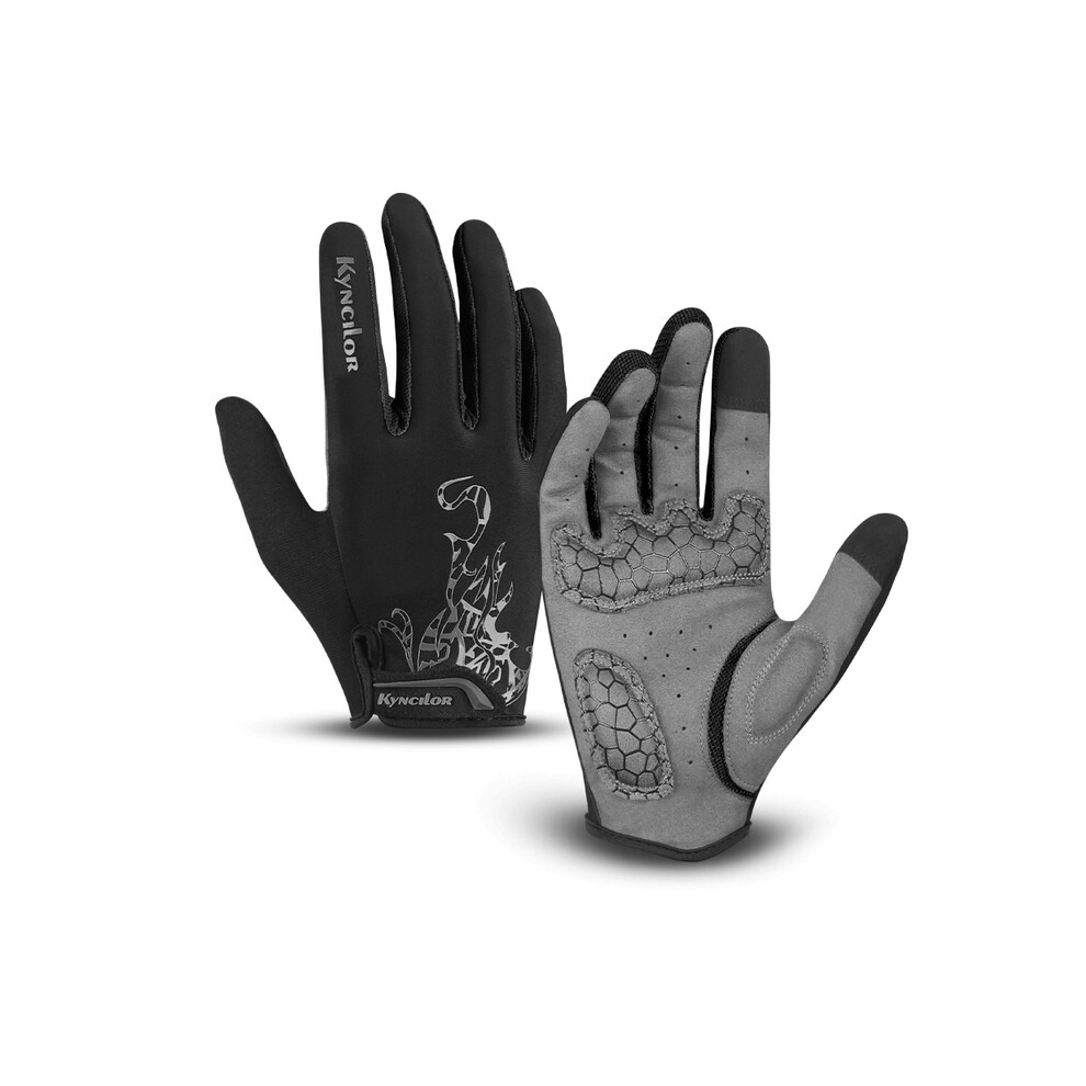 (M, A0026-BK) Kyncilor Men Gloves Black Full Finger Bicycle Glove Touchscreen Silicone