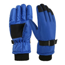 (Blue 1) Thermal Ski Gloves Children Kids Winter Fleece Waterproof Warm Child Snowboard