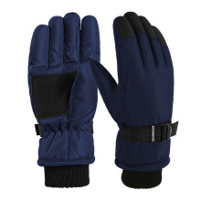 (Navy Blue 1) Thermal Ski Gloves Children Kids Winter Fleece Waterproof Warm Child Snowboard
