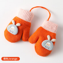(orange) 0-3Years Boy Girl Baby Hand Gloves Thicken Mittens for Kids Cute Cartoon