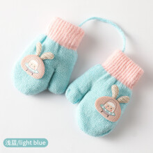 (Light green) 0-3Years Boy Girl Baby Hand Gloves Thicken Mittens for Kids Cute Cartoon