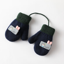 (Navy) 0-3Years Boy Girl Baby Hand Gloves Thicken Mittens for Kids Cute Cartoon