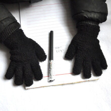 (Black2) Plush Thickened Warm Baby Gloves Children Pupil Student Winter Mittens