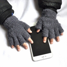 (Dark gray3) Plush Thickened Warm Baby Gloves Children Pupil Student Winter Mittens