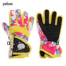 (yellow) Winter Snow Warm Gloves for Children Aged 3-7 Years Thicken Warm Skiing