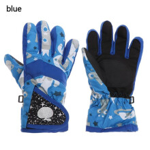 (blue) Winter Snow Warm Gloves for Children Aged 3-7 Years Thicken Warm Skiing