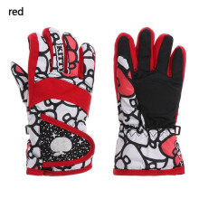 (red) Winter Snow Warm Gloves for Children Aged 3-7 Years Thicken Warm Skiing